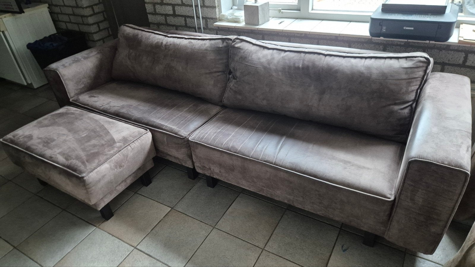 4 zits bank met hocker, Ophalen, Gebruikt