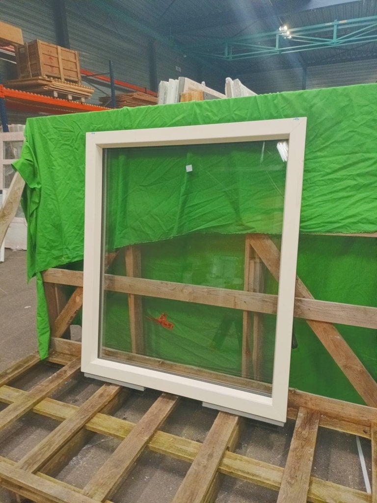 Kunststof Vast kozijn  b129 x h150 cm Crème wit -1863-, Kunststof, Raamkozijn, Niet ingevuld, Ophalen of Verzenden