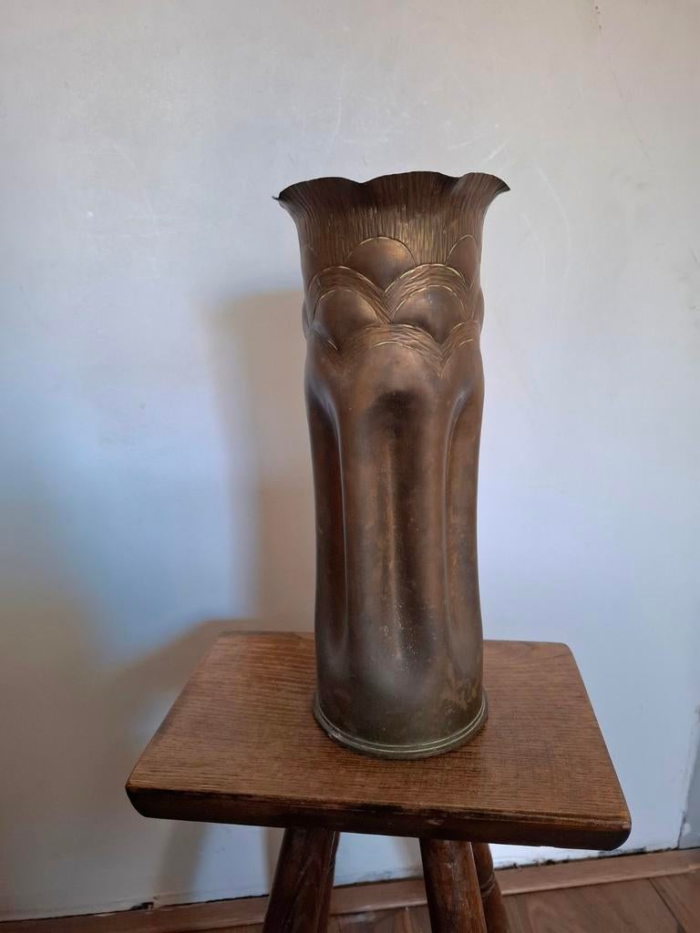 Vintage antiek 1940 trench art vaas, Ophalen of Verzenden