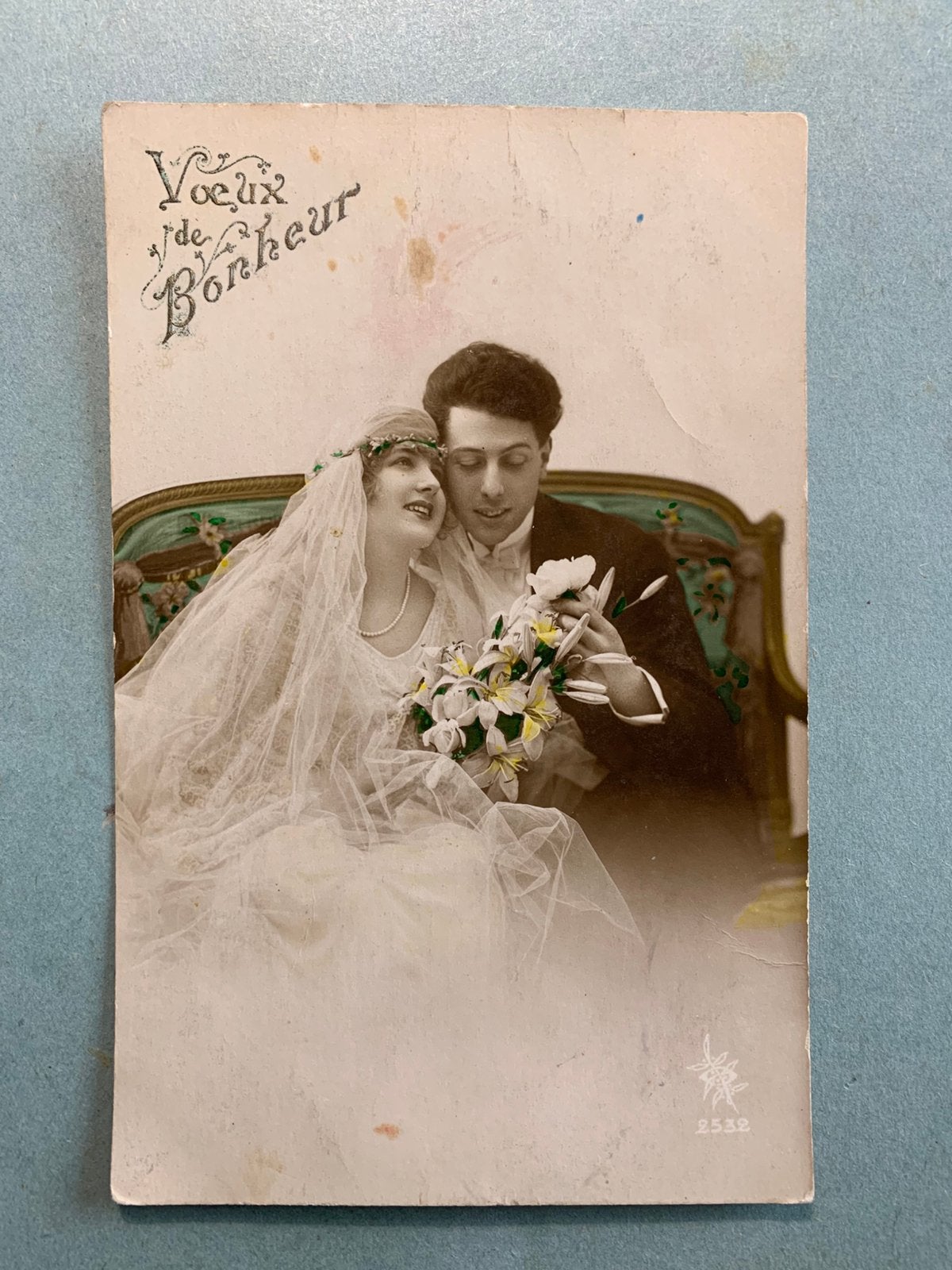 Voeux de Bonheur - bruidspaar, Ophalen of Verzenden, 1920 tot 1940, Gelopen, Overige thema's