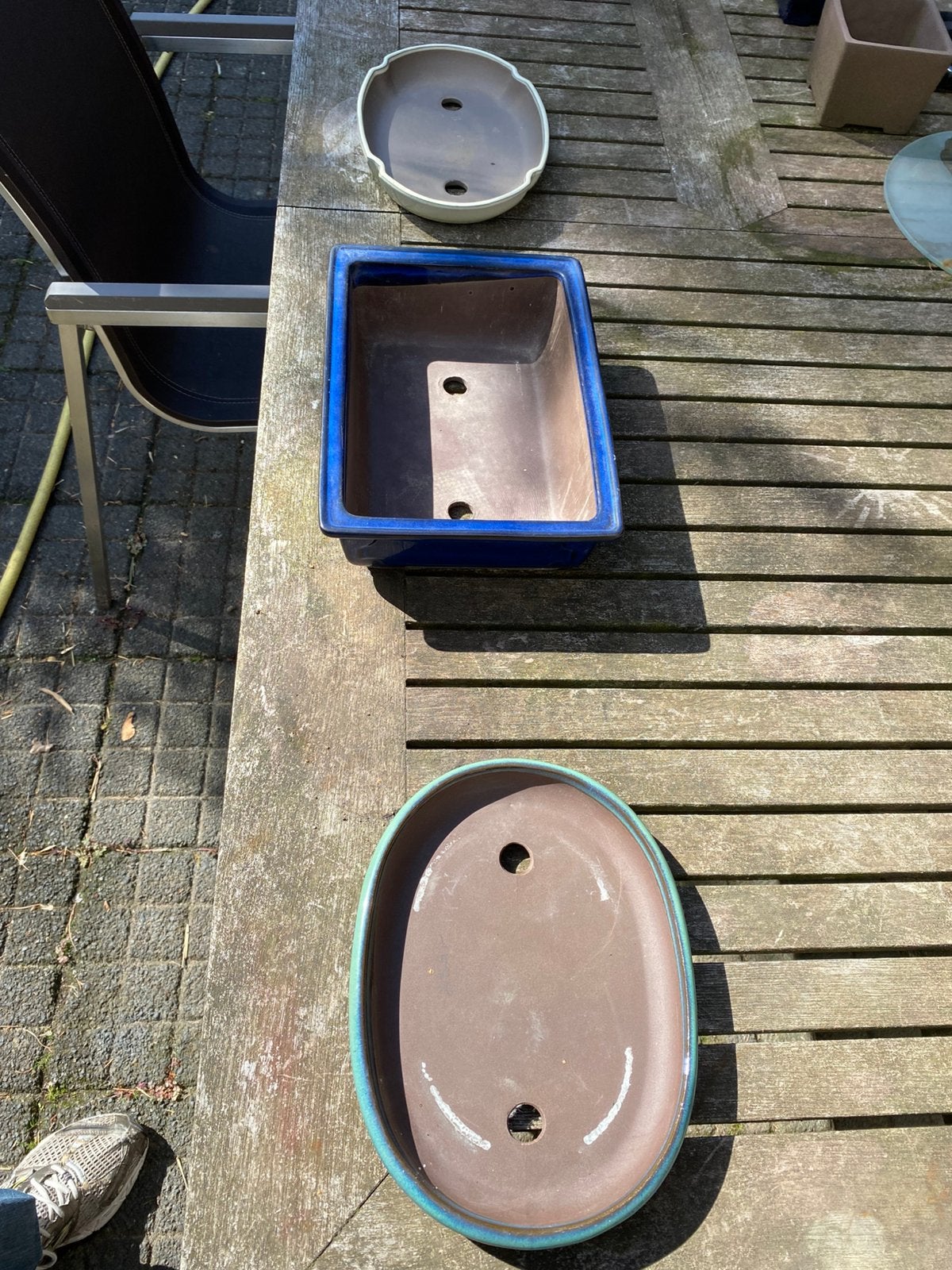 3 japanse bonsai potten schalen, Tuin en Terras, Steen, Minder dan 30 cm, Rond, Ophalen of Verzenden