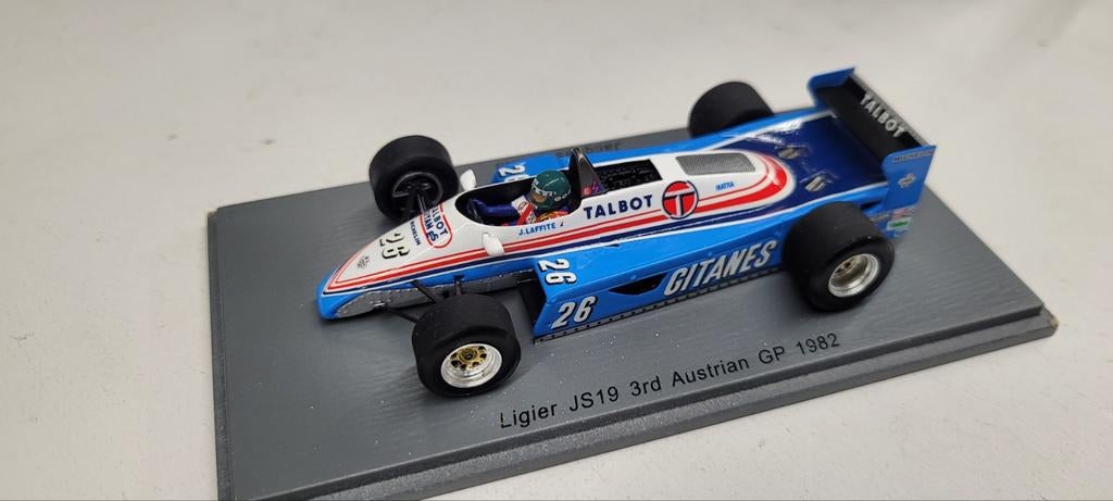 Spark Ligier JS19 Austrian GP 1982 j.Laffite, Ophalen of Verzenden, Zo goed als nieuw, Auto, Overige merken