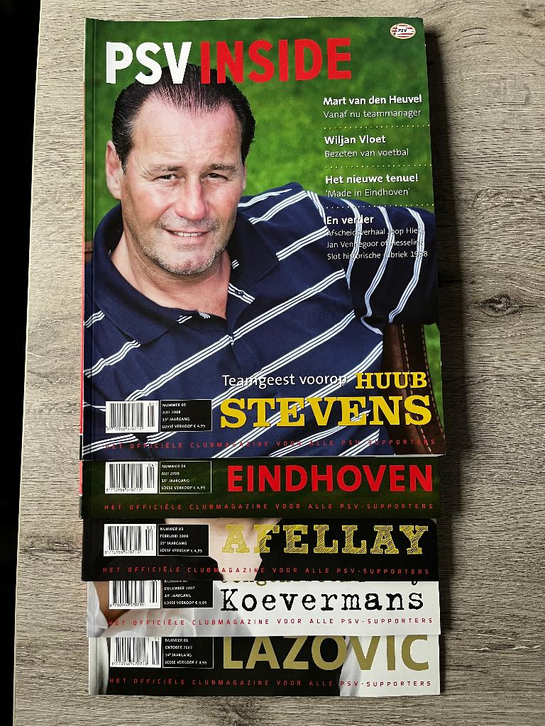 Jaargang 14/15 PSV Inside Aug 2007 - Juli 2008 5 stuks, Verzamelen, Ophalen of Verzenden, Zo goed als nieuw, PSV, Boek of Tijdschrift