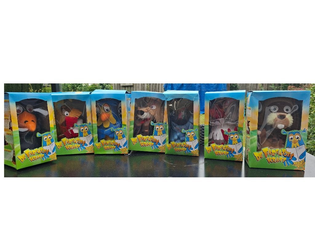 Complete set Fabeltjeskrant handpoppen. In originele doos, Overige merken, Overige karakters, Overige typen, Nieuw