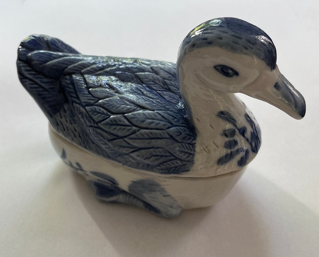 Vintage Delfts Blauw doosje in vorm van een eend, Antiek en Kunst, Ophalen of Verzenden