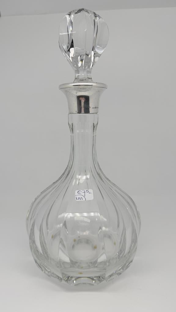 Kristallen karaf met zilveren hals. Zilver: 925, Verzenden