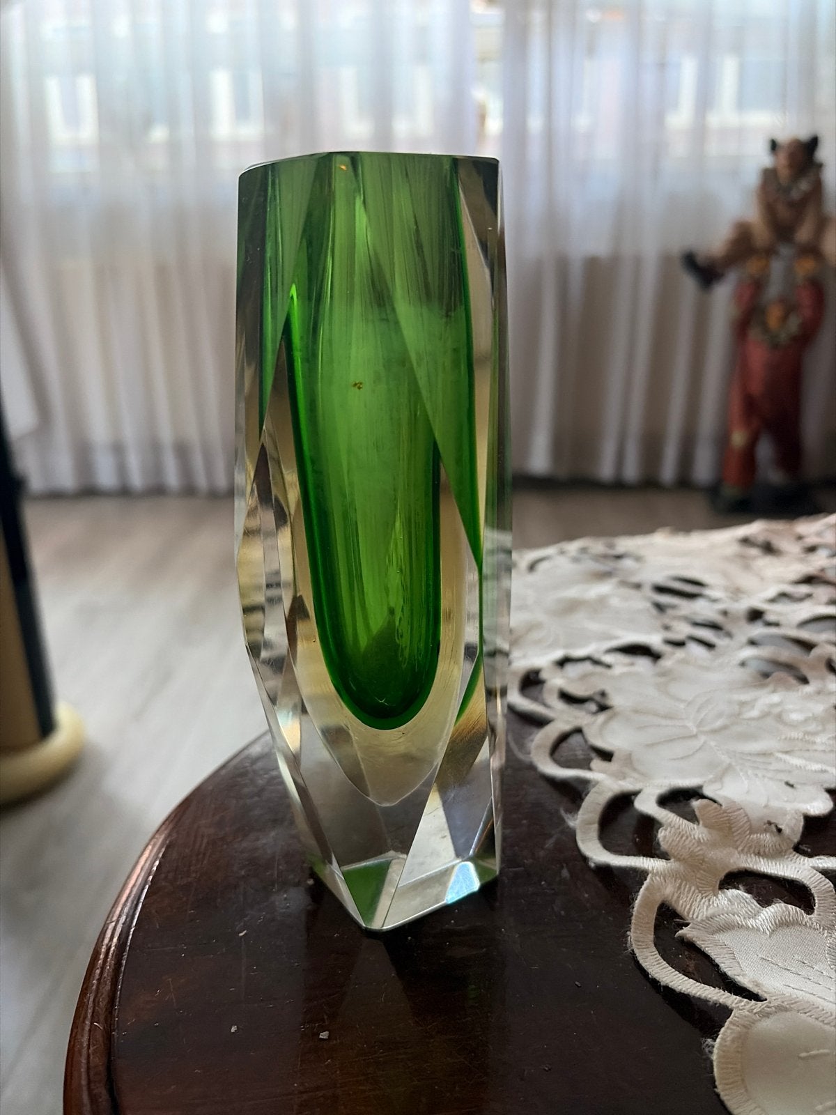 Groene Murano Sommerso vaas, Ophalen of Verzenden