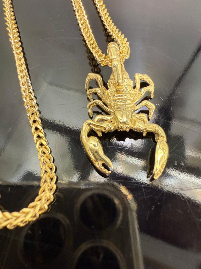 Prachtige 14k gouden vossenstaart ketting met schorpioen, Ophalen of Verzenden, Nieuw, Goud