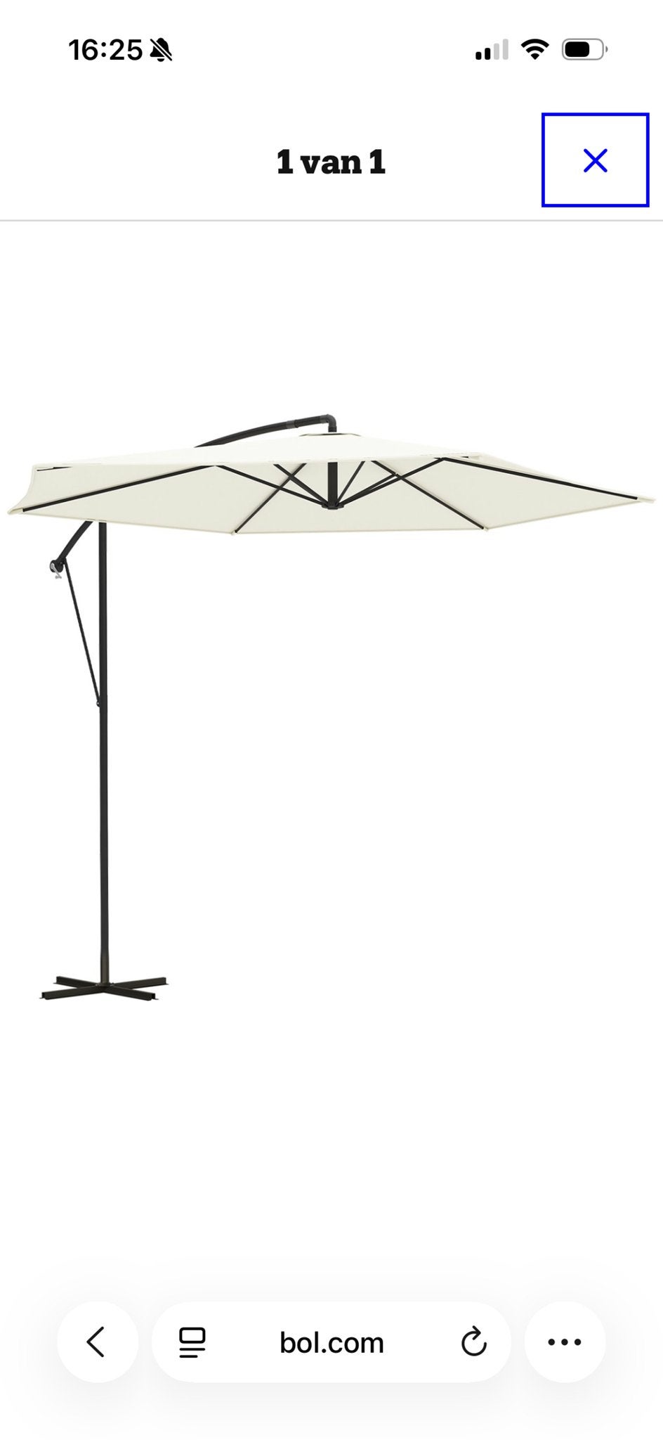 Zweefparasol - Crème - Zo goed als nieuw, Ophalen, Kantelbaar, 2 tot 3 meter, Zweefparasol