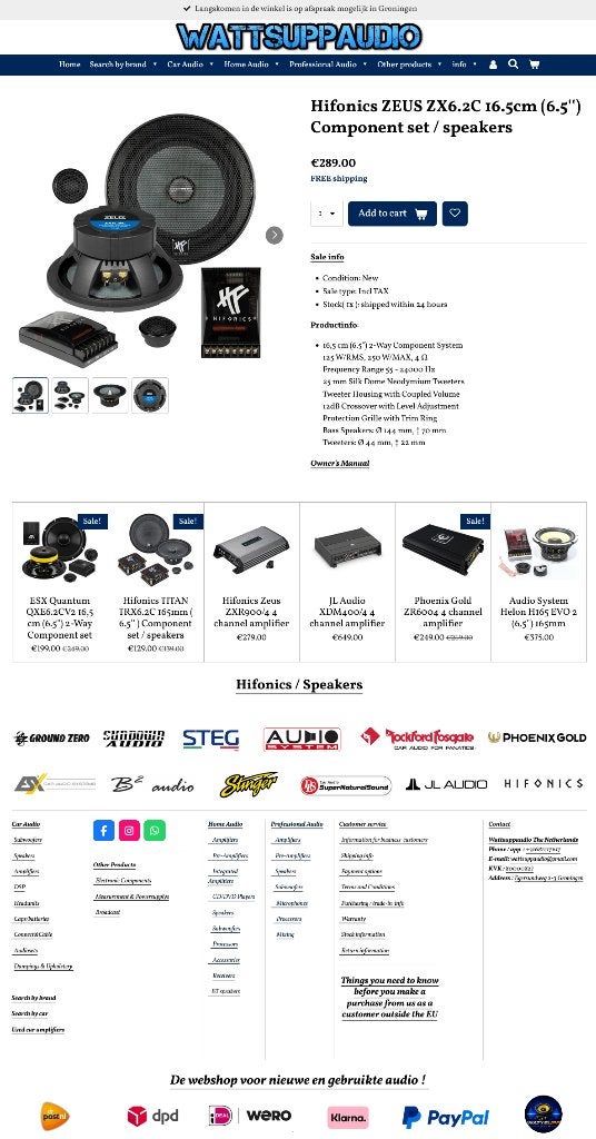 Hifonics ZEUS ZX6.2C 16.5cm (6.5'') Composet / speakers, Audio-design, Nieuw, Am Breilingsweg 3, 76709 Kronau, Duitsland, Ophalen of Verzenden