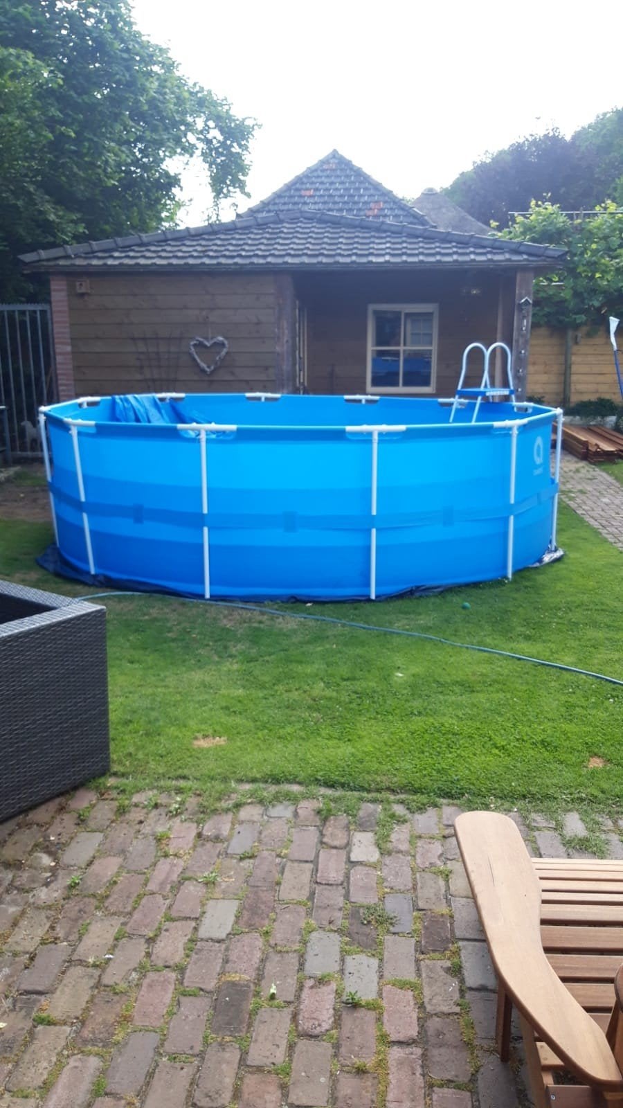 Intex XXL Zwembad 450x122 cm met pomp, ladder en solarzeil, Gebruikt, Rond, 300 cm of meer, Ophalen