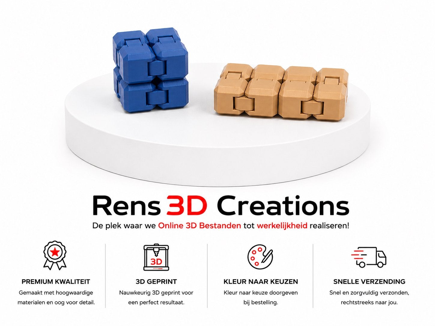 Rens3DCreations | 3D Printed Fidget Cube, Ophalen of Verzenden, Nieuw