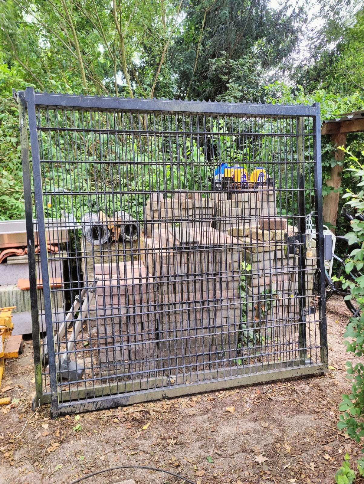 Dubbelstaaf poort 2x (200x200 cm), Ophalen, Met poort, Gebruikt, Dubbelstaafmat hekwerk