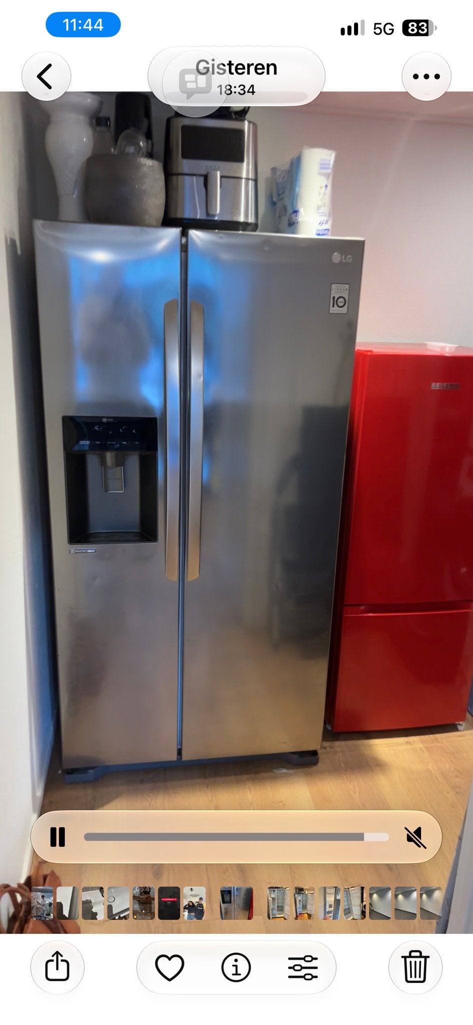 LG Koel- en Vriescombinatie Side-by-Side met Water/IJs Dispe, Witgoed en Apparatuur, Ophalen, Gebruikt, 200 liter of meer, 60 cm of meer
