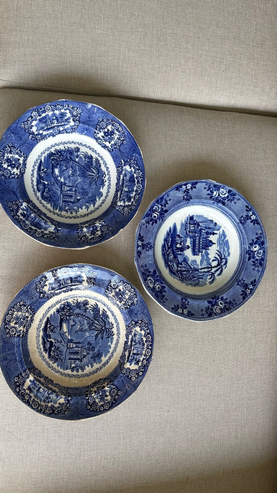 Antieke Staffordshire Borden - Blauw en Wit, Antiek en Kunst, Ophalen