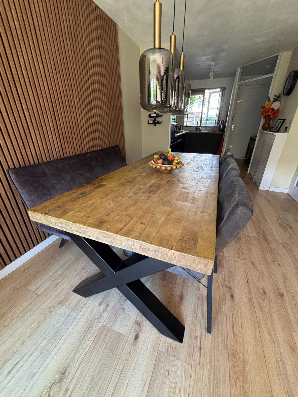 Salontafel & eettafel mangohout/sta, Huis en Inrichting, Complete inboedels, Ophalen