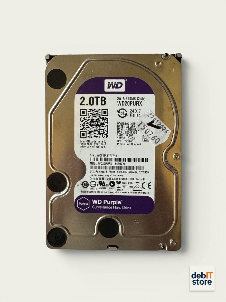 WD Purple 2tb NAS - NVR HDD (nieuw), Server, Nieuw, Info@debitstore.nl, Western Digital