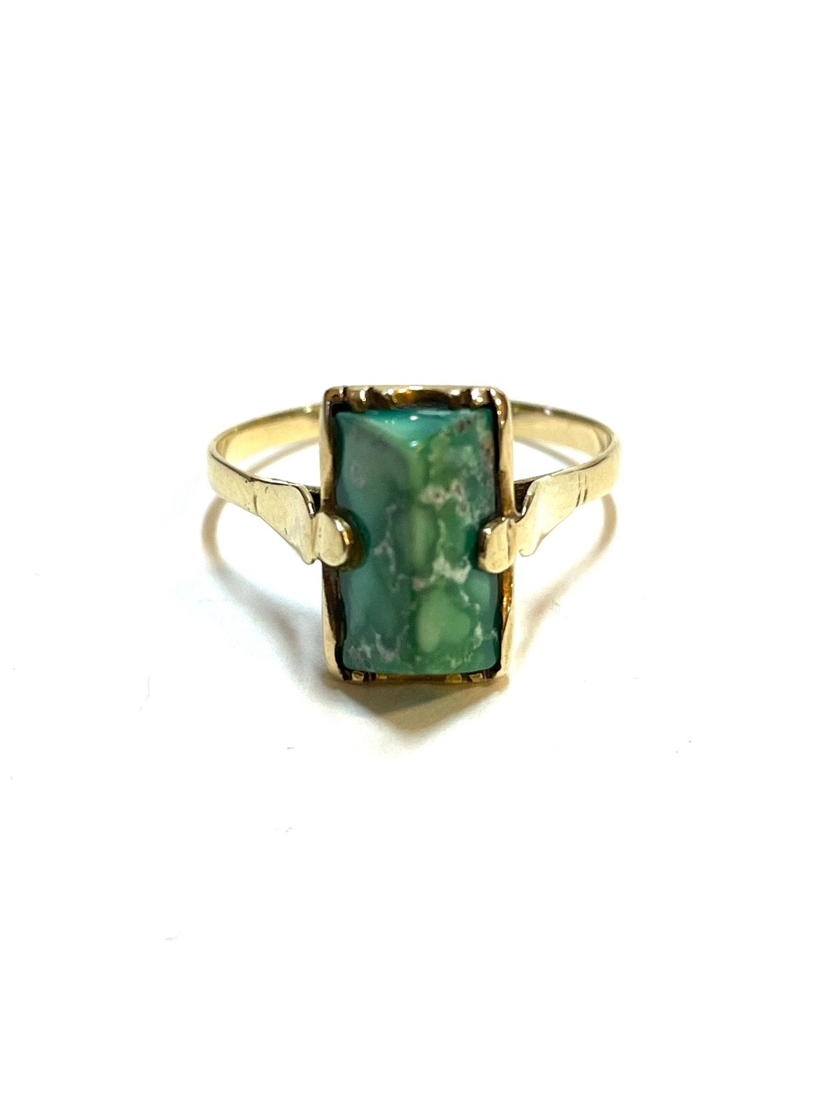 14k gouden ring met een turquoise, 18 tot 19, -, -, Ophalen of Verzenden