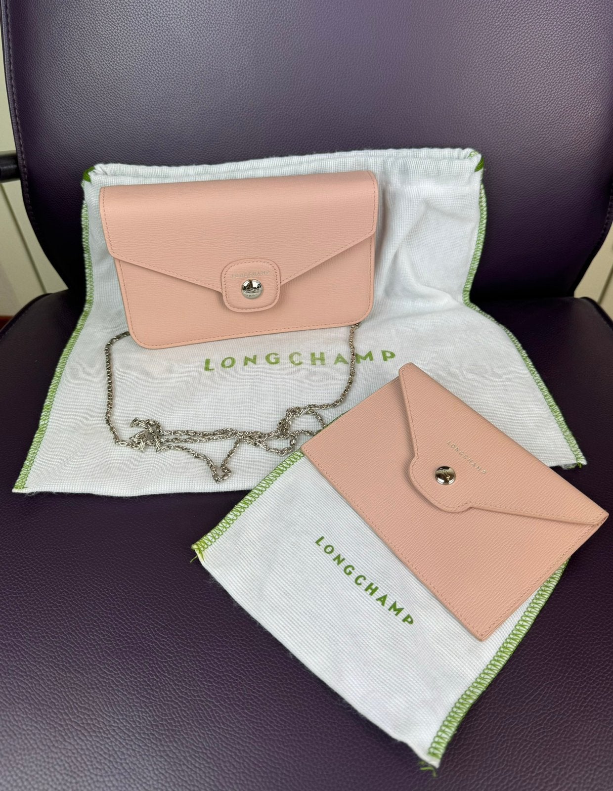 LONGCHAMP Le Pliage Heritage Wallet on Chain Crossbody Bag, Ophalen of Verzenden, Zo goed als nieuw, Roze, Schoudertasje