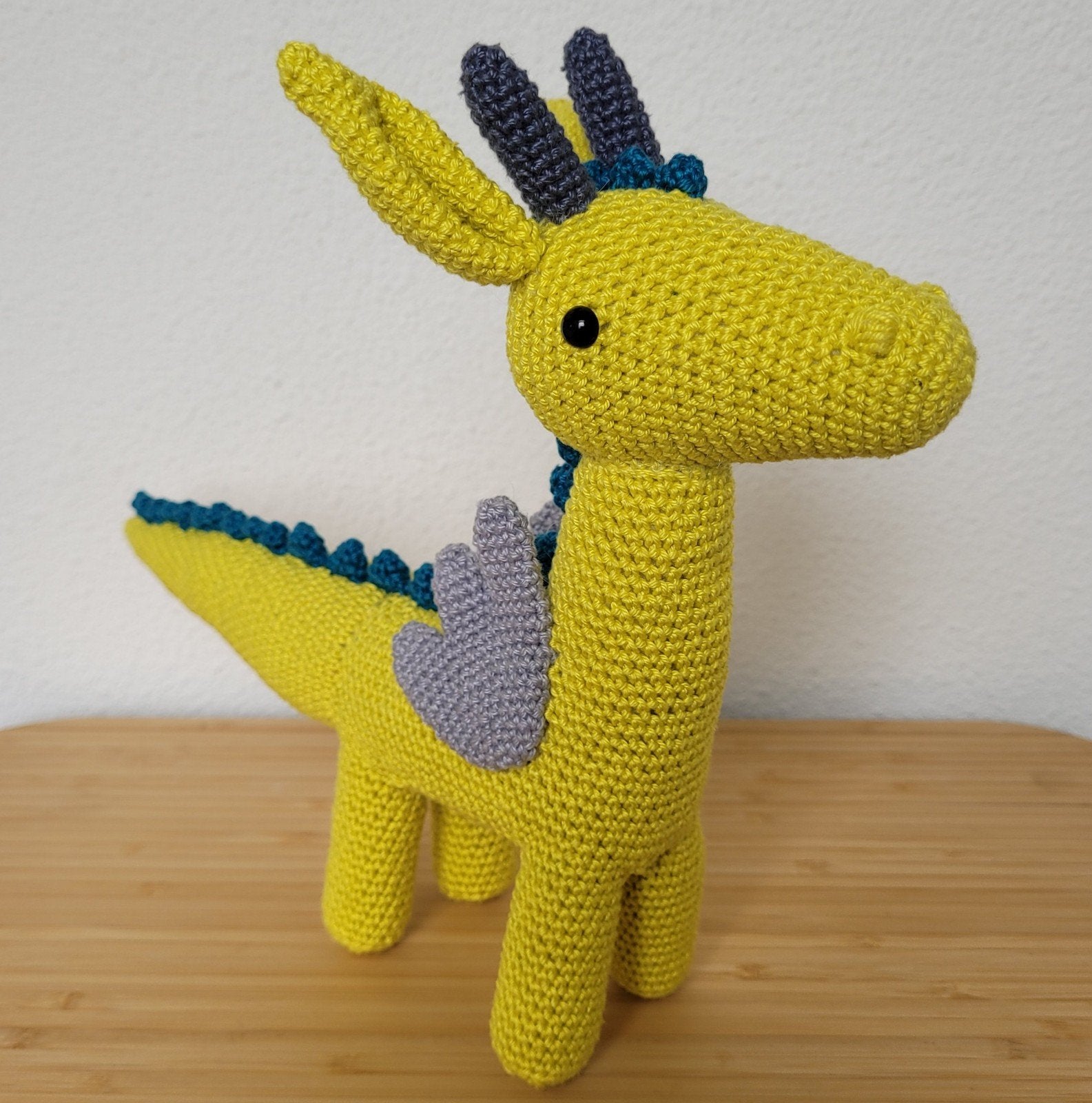 Gehaakte draak Gertrude knuffel, Groen, Dinosaurus, Handgemaakt, Nieuw