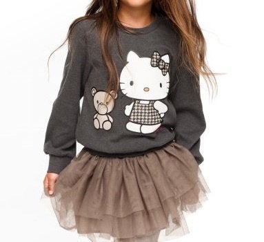 H&M antraciet grijs trui sweater sweatshirt Hello Kitty 122, Kinderen en Baby's, Kinderkleding | Maat 122, Meisje, Trui of Vest