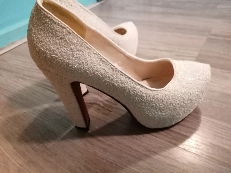 Bling bling hakken glinstert wit maat 38, Ophalen of Verzenden, Zo goed als nieuw, Zwart, Schoenen met hoge hakken