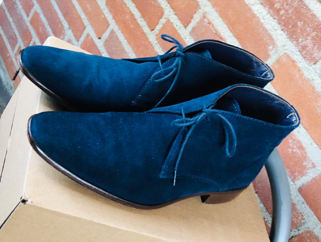 ZGAN Italian ID Hand Made donkerblauwe suède boots Mt 41, Kleding | Heren, Schoenen, Blauw, Boots, Ophalen of Verzenden, Zo goed als nieuw