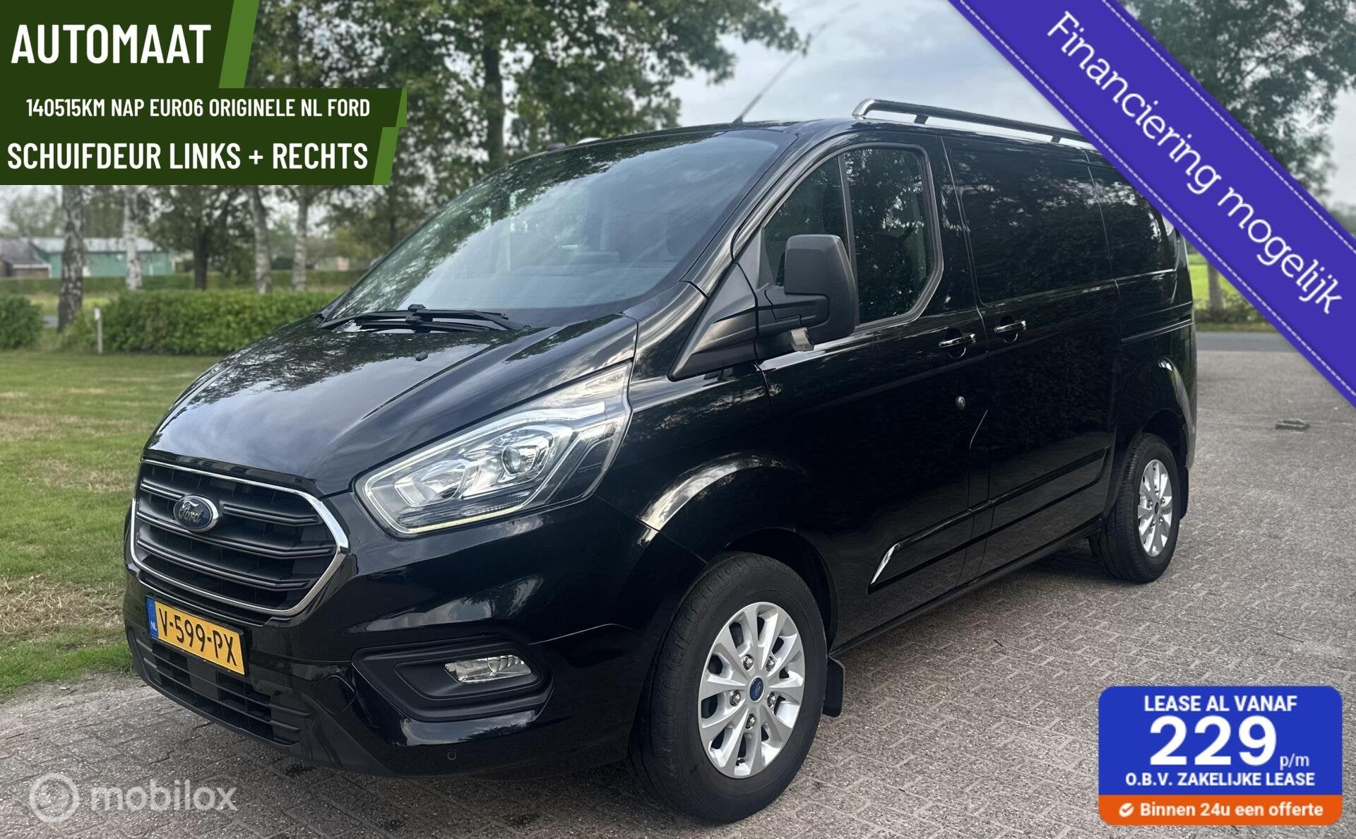 Ford Transit Custom 280 2.0 TDCI 130PK Automaat L1H1 Limited, Auto's, Gebruikt, 4 cilinders, Leder en Stof, Origineel Nederlands