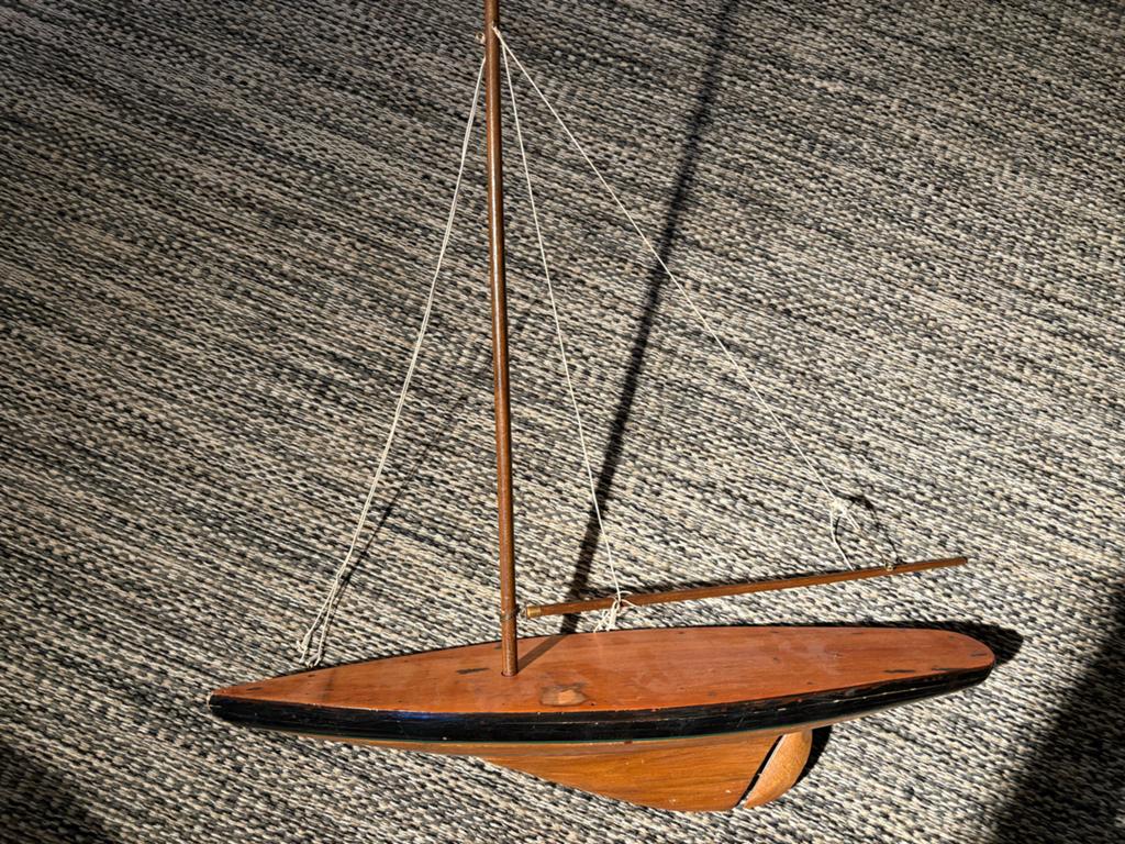 Oude Miniatuur Houten Zeilboot - Vintage Decoratie, Hobby en Vrije tijd, Modelbouw | Boten en Schepen, Ophalen of Verzenden, Gebruikt