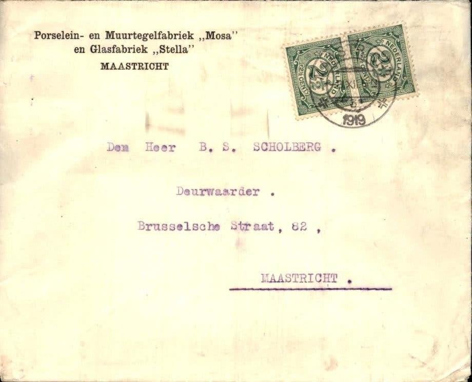 Maastricht - Mosa - Glasfabriek Stella - 1919, Verzenden, Voor 1920, Gelopen, Limburg