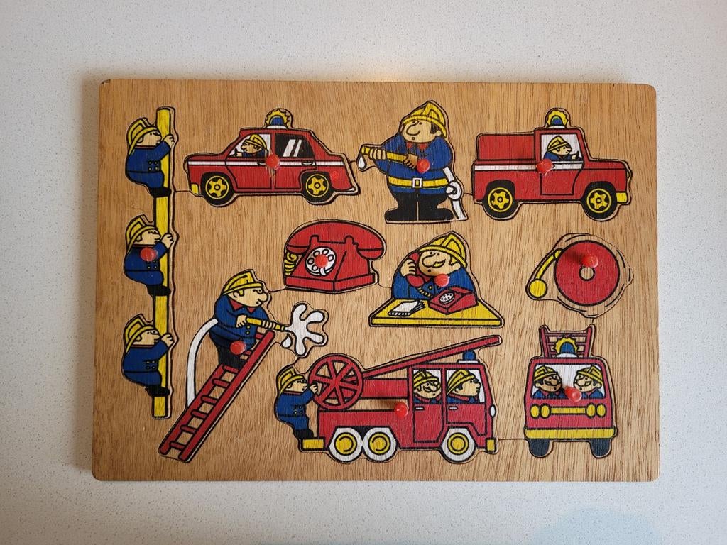 Houten legpuzzel brandweer, Ophalen, 10 tot 50 stukjes, Gebruikt