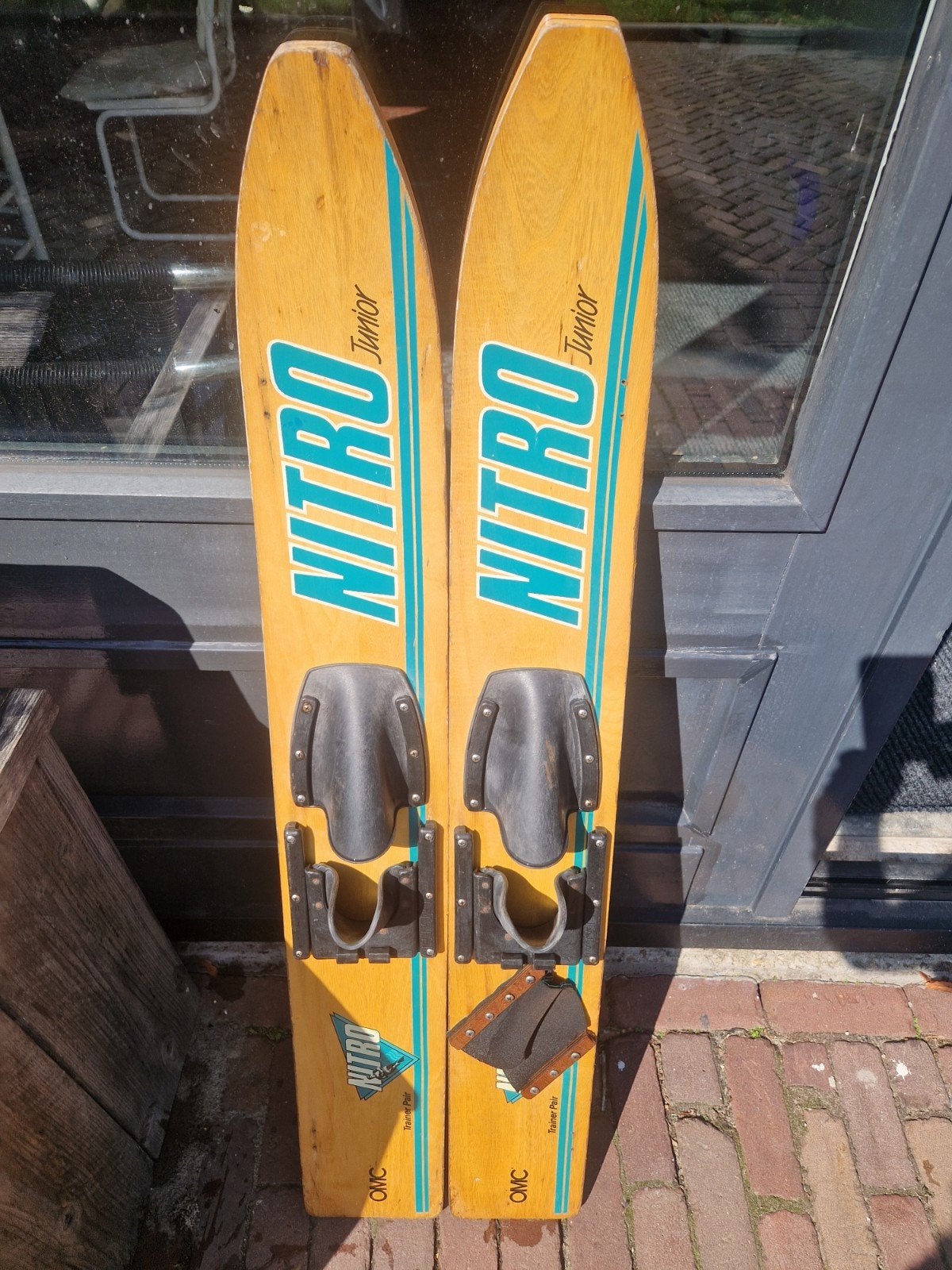 Vintage Nitro Junior Waterski's - 115 cm hout, Watersport en Boten, Ophalen of Verzenden, Gebruikt, Minder dan 130 cm, Waterski's