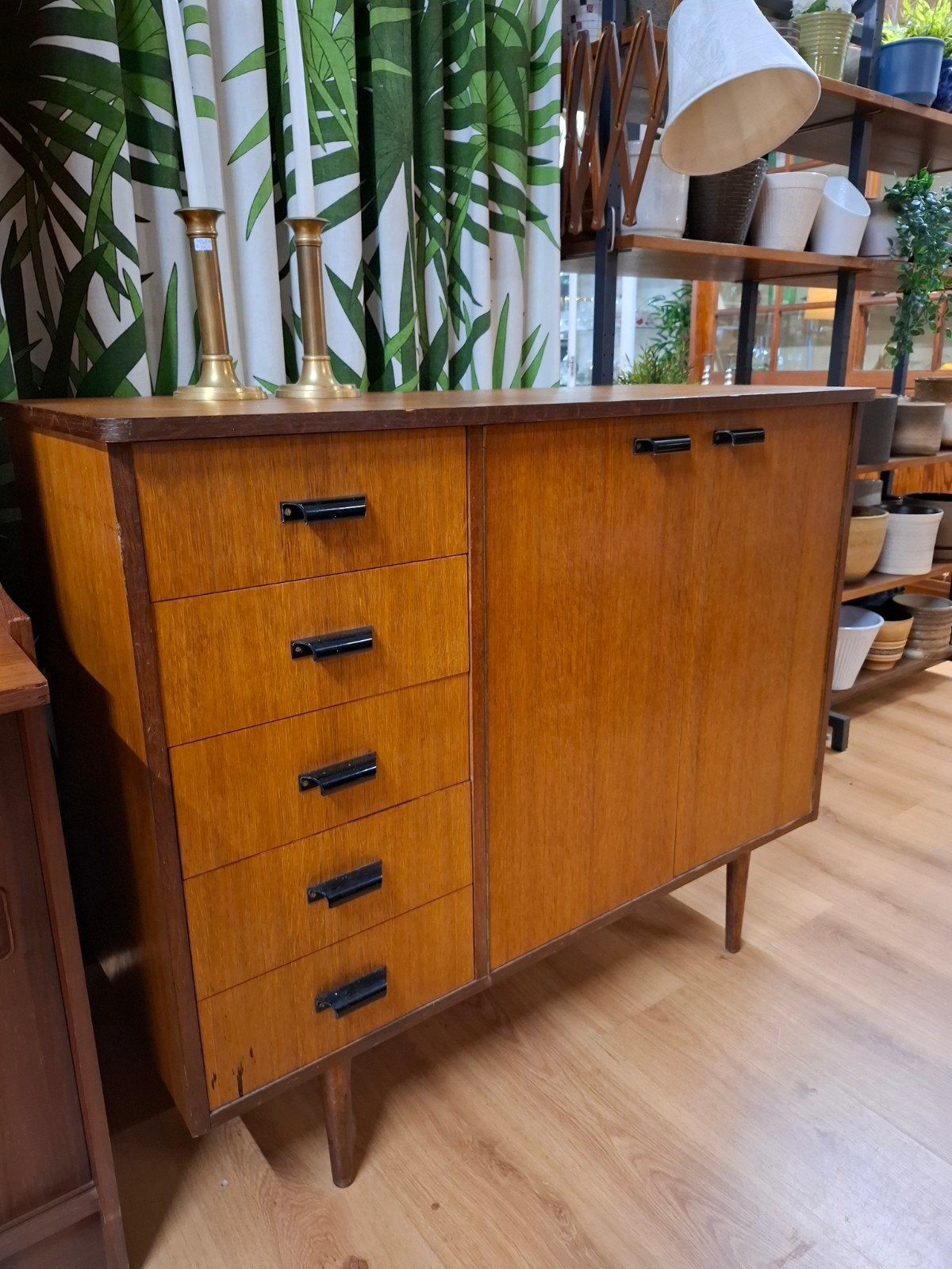 Vintage wandkast mid century dressoirtje commode kast, Ophalen, .., Eikenhout, Met lade(s)