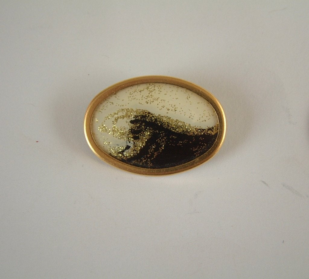 Mooie gave unieke handwerk belvetro broche, Ophalen of Verzenden, Zo goed als nieuw, Overige materialen