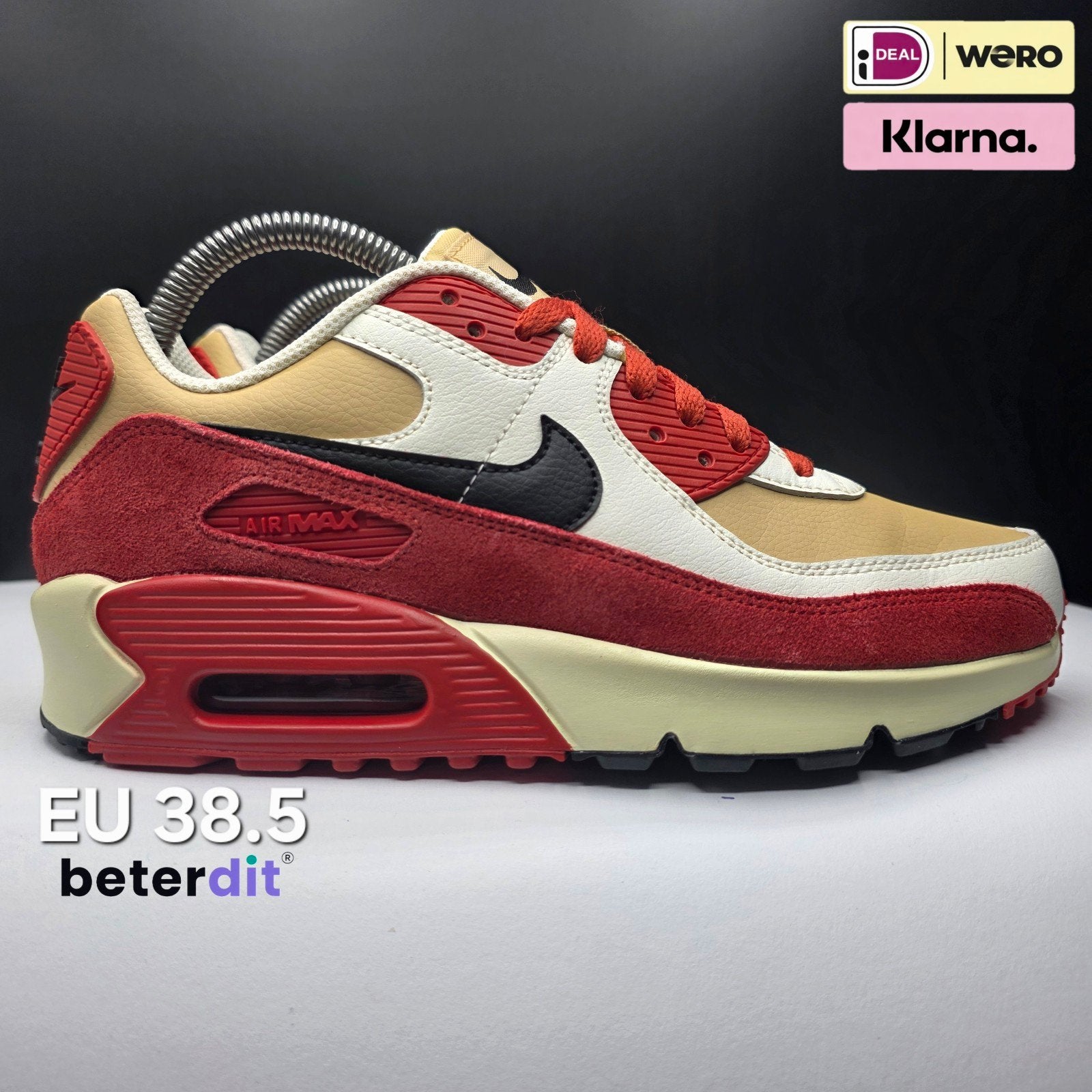 Nike Air Max 90 GS 'Leather Sesame Red Clay' Maat: 38.5, Nike air max, Bruin, Beterdit, Ophalen of Verzenden