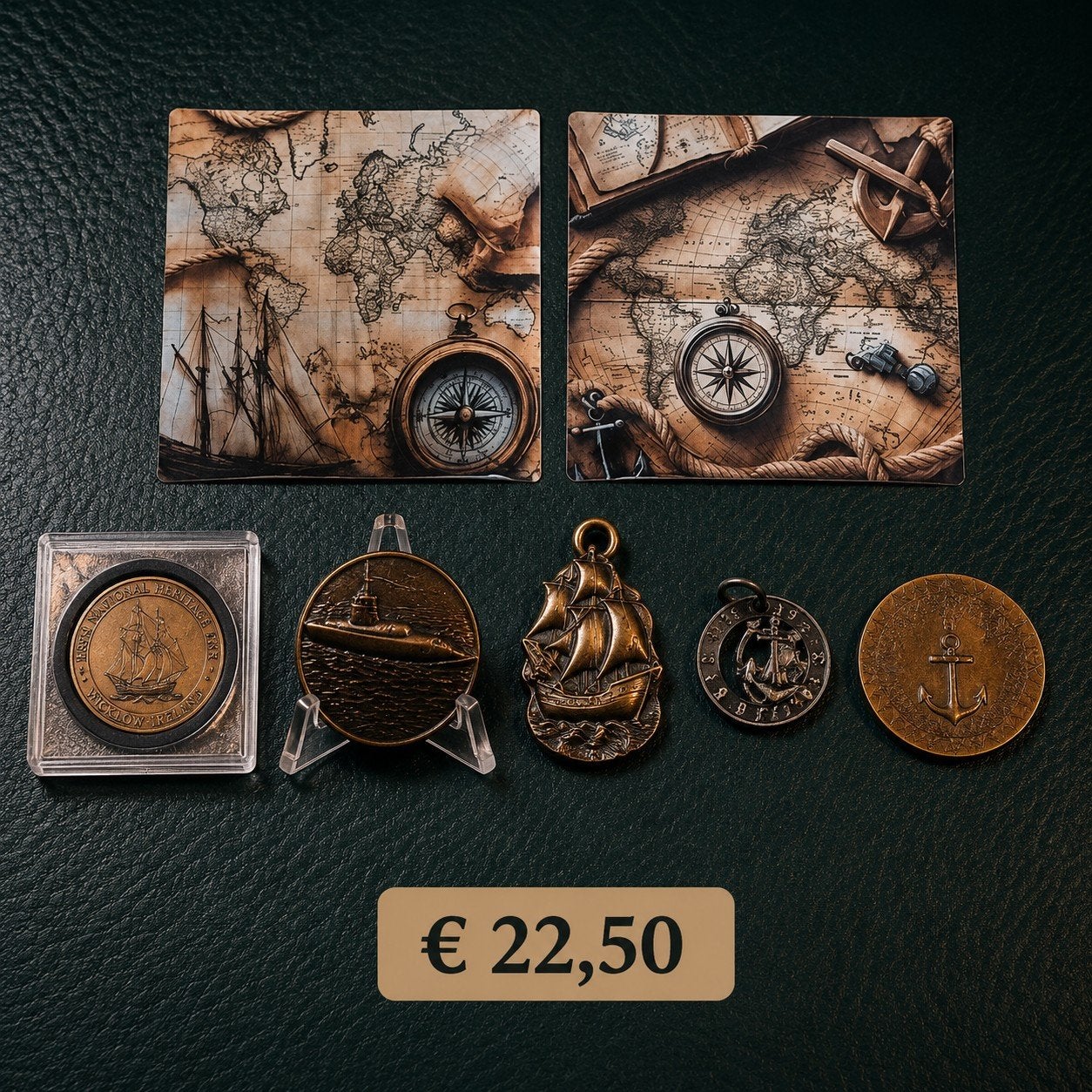 Maritieme souvenirs set – munten & hangers, Ophalen of Verzenden, Overige materialen