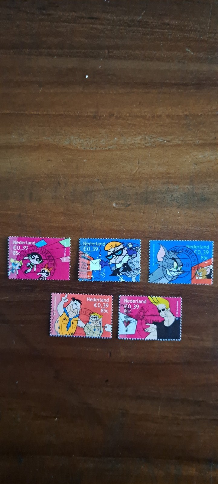 Serie Vijf maal cartoons. Gestempeld. 2001 ., Postzegels en Munten, Ophalen of Verzenden