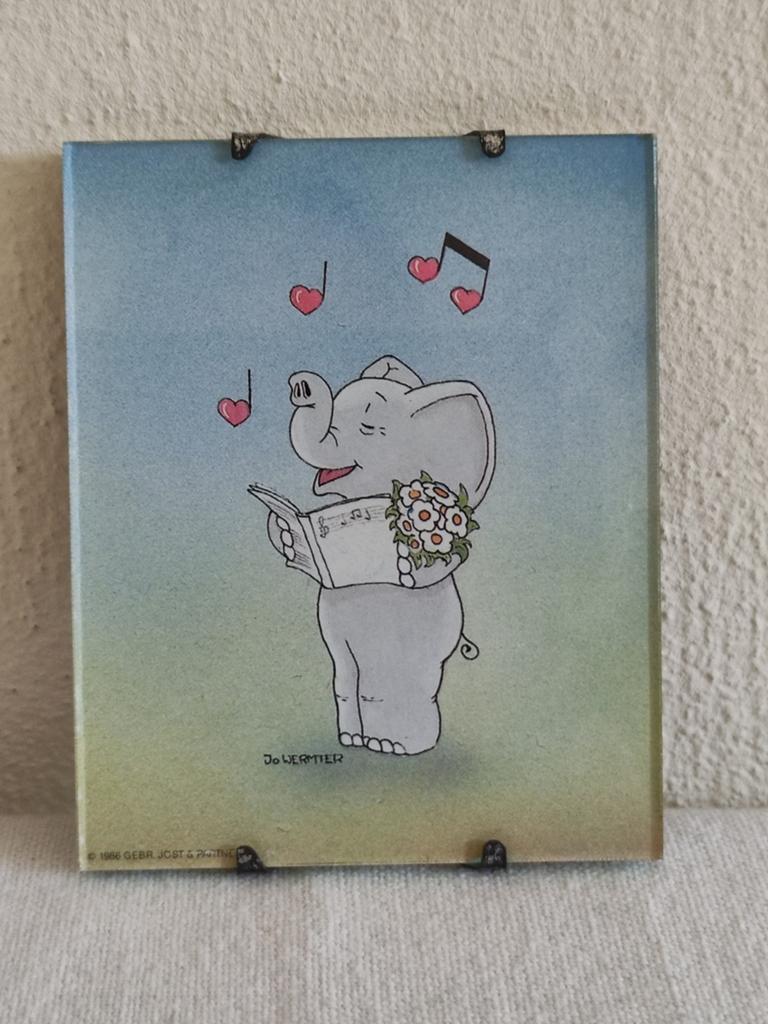 Zeldzaam klein muziekschilderijtje 'Friedolin Fröhlich' 1986, Ophalen of Verzenden, Zo goed als nieuw, Tekening