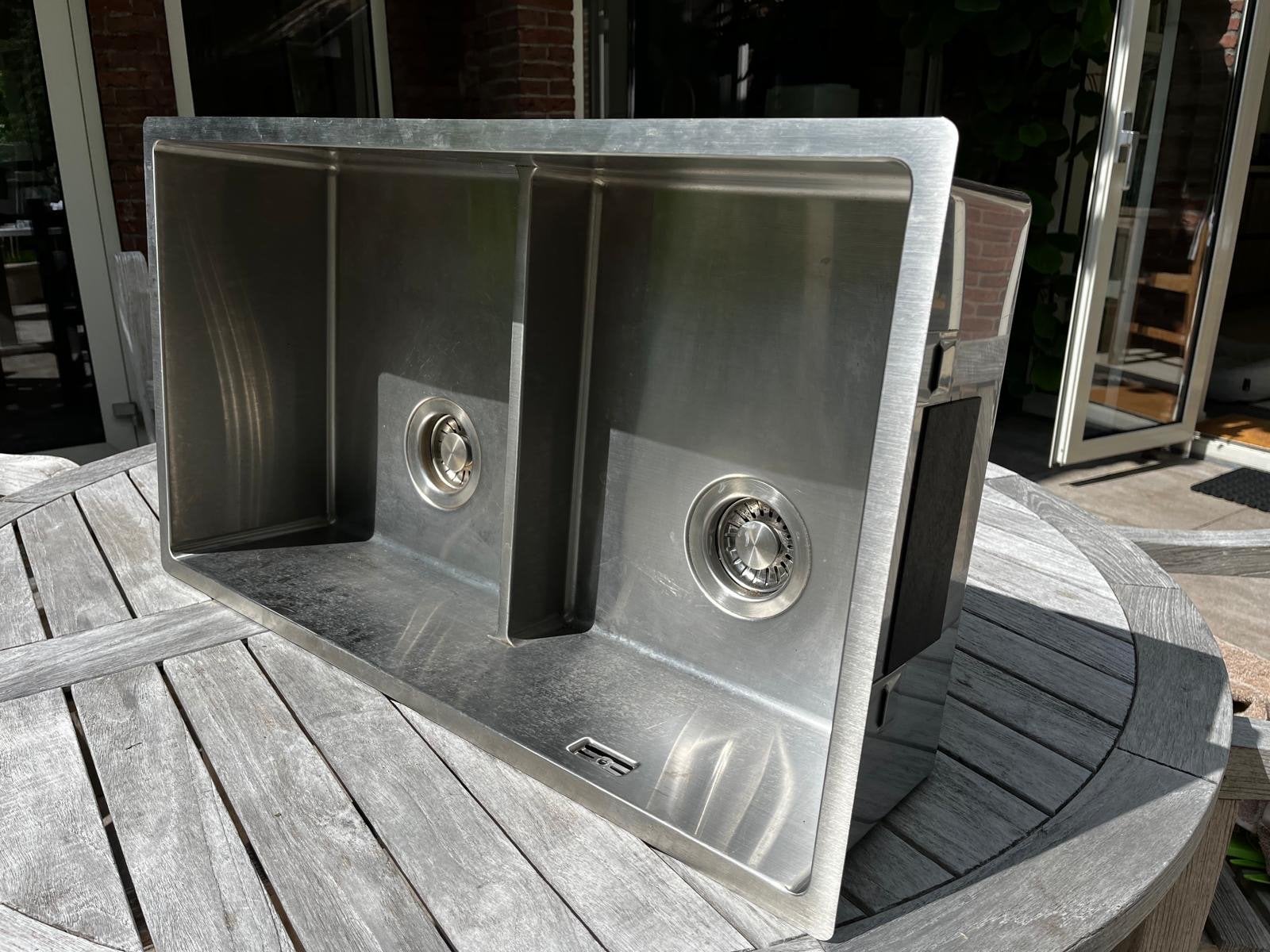 Lanesto RVS dubbele spoelbak met afvoer, Overige typen, Ophalen of Verzenden, Metaal, Overige merken