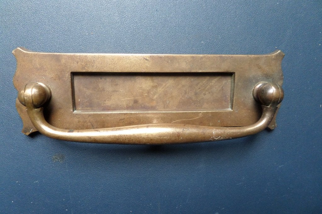 Brievenbusplaat met deurklopper - Messing - Begin 1900, Antiek en Kunst, Ophalen