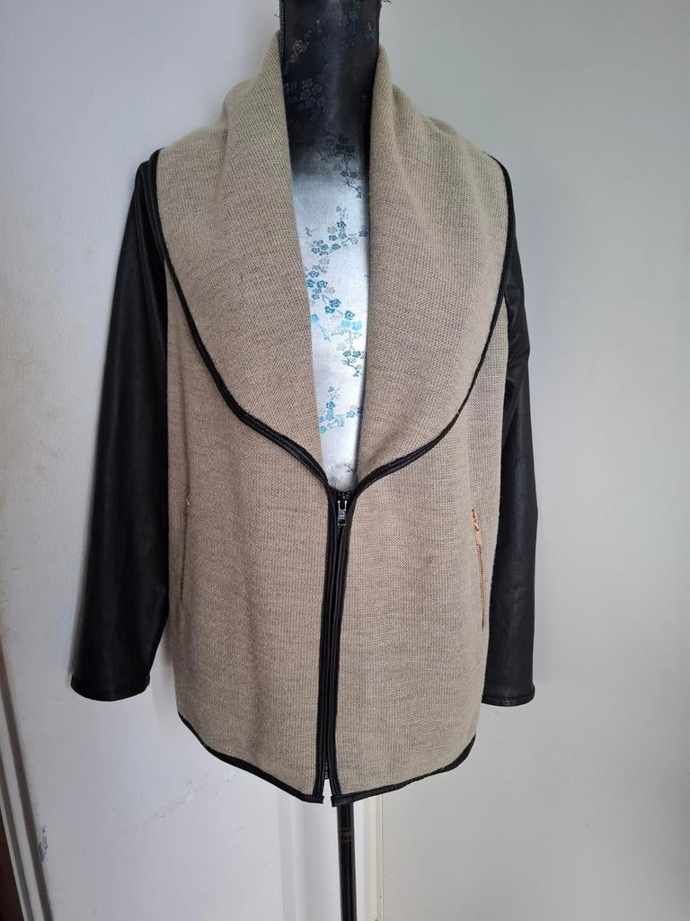 Joseph Ribkoff Designer Jasje/Vest – Beige/Zwart –Maat 40/42, Maat 38/40 (M), Verzenden, Joseph Ribkoff, Zo goed als nieuw