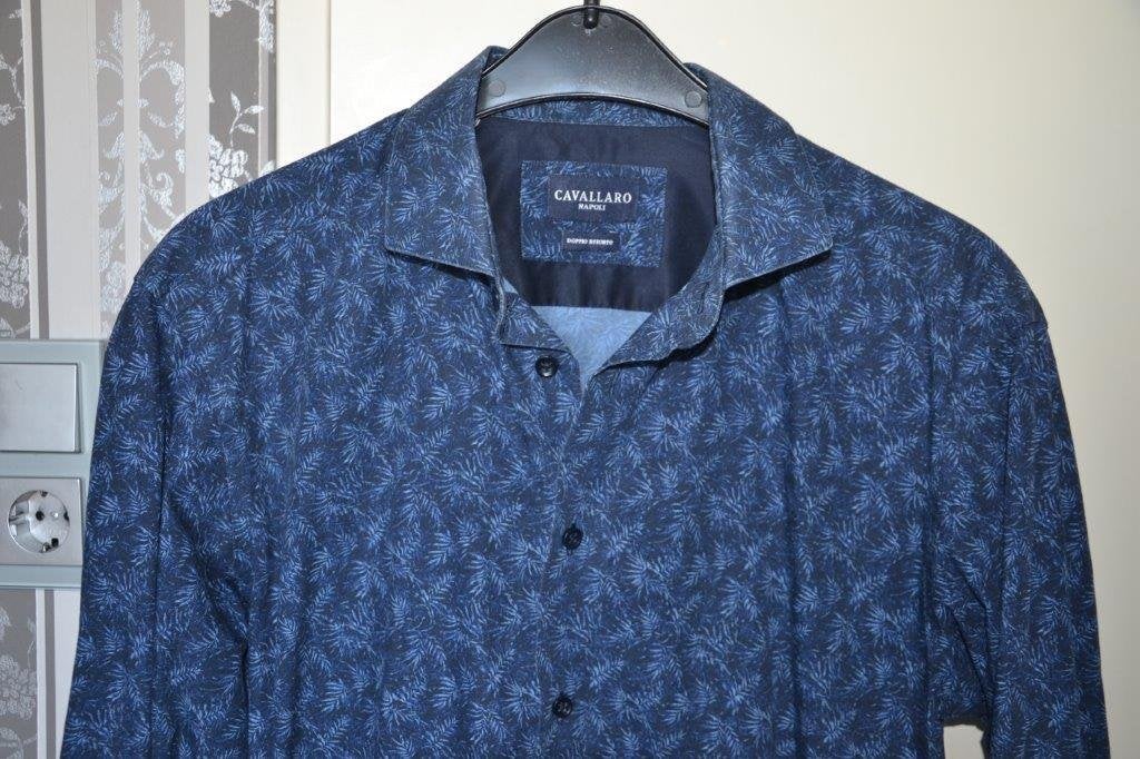 Cavallaro Napoli overhemd, maat L., Blauw, Ophalen of Verzenden, Zo goed als nieuw, Halswijdte 41/42 (L)