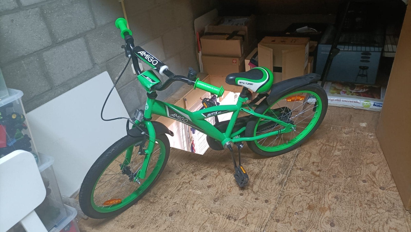 Groene Amigo kinderfiets - Gebruikt, Ophalen, 20 inch of meer, Gebruikt, Velgrem