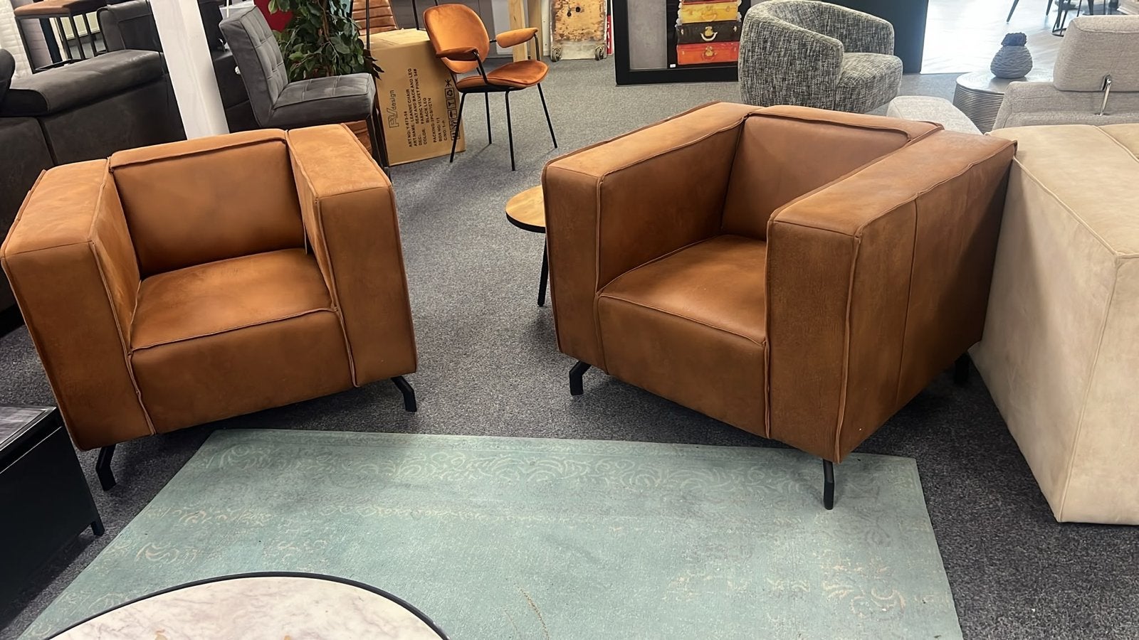 Robuuste Cognac Lederen Fauteuils - Per Stuk of Set, Ophalen, Meubelverkoopdalfsen@hotmail.com, Leer, Bouma