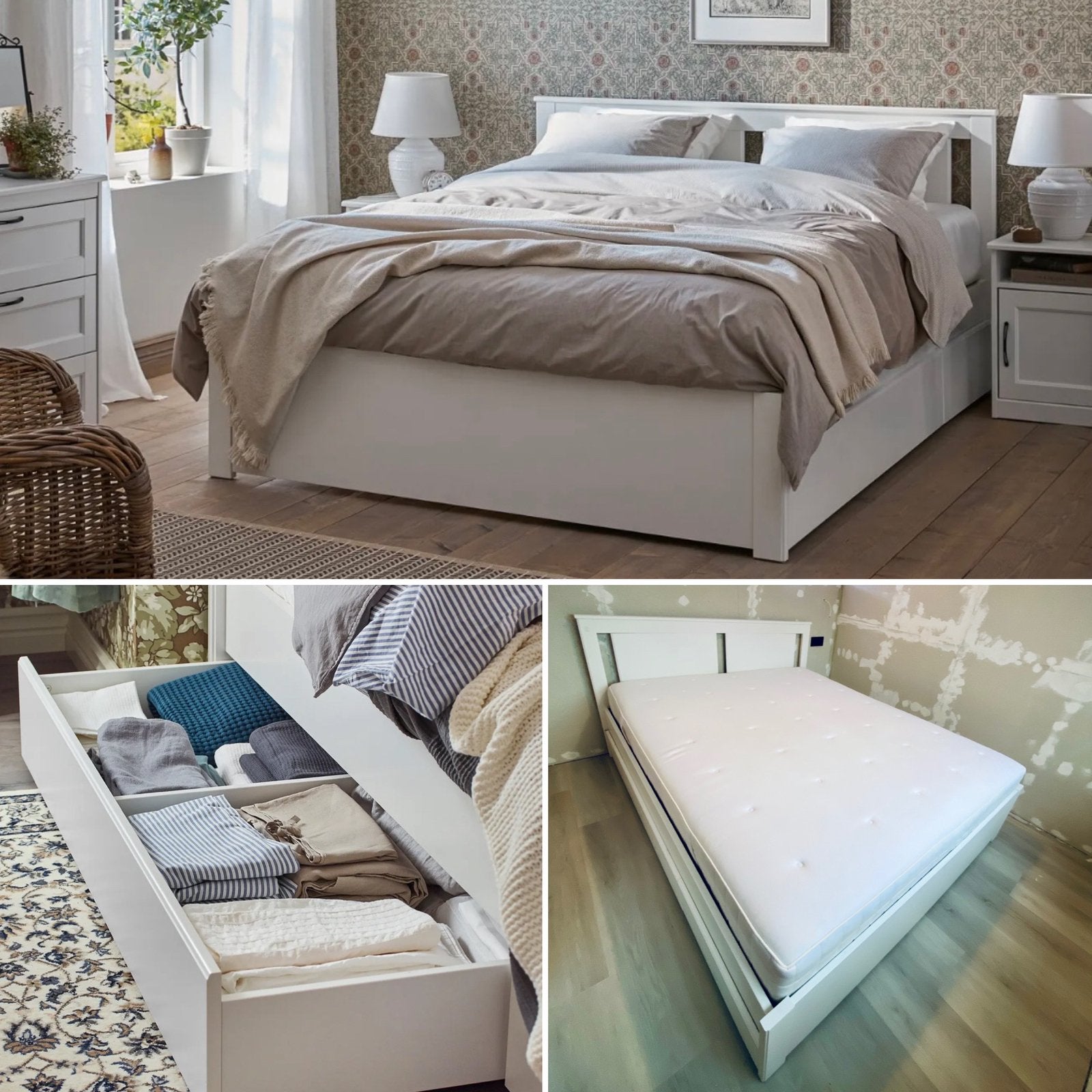 IKEA SONGESAND Bed Set (160x200) + Storage & Mattress, Ophalen, Gebruikt, Tweepersoons, 160 cm