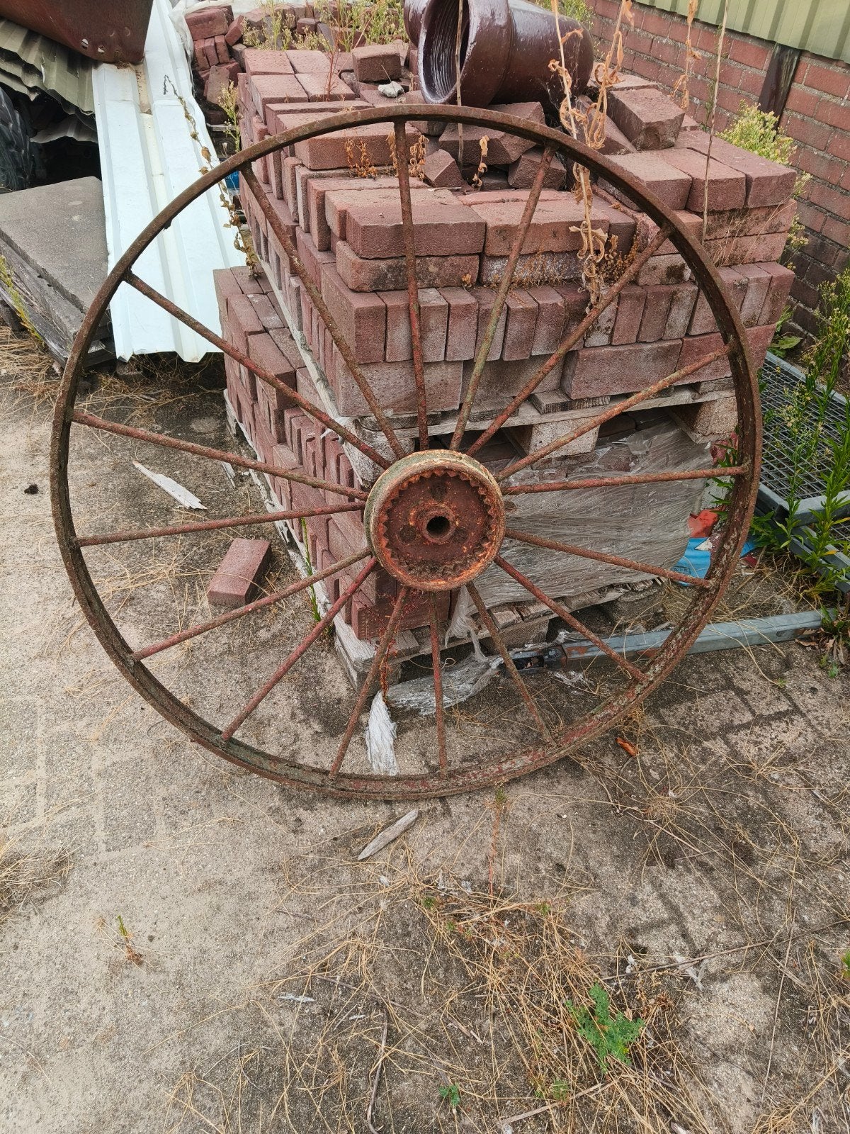 grote ijzeren wagen wielen, Ophalen, Gebruikt