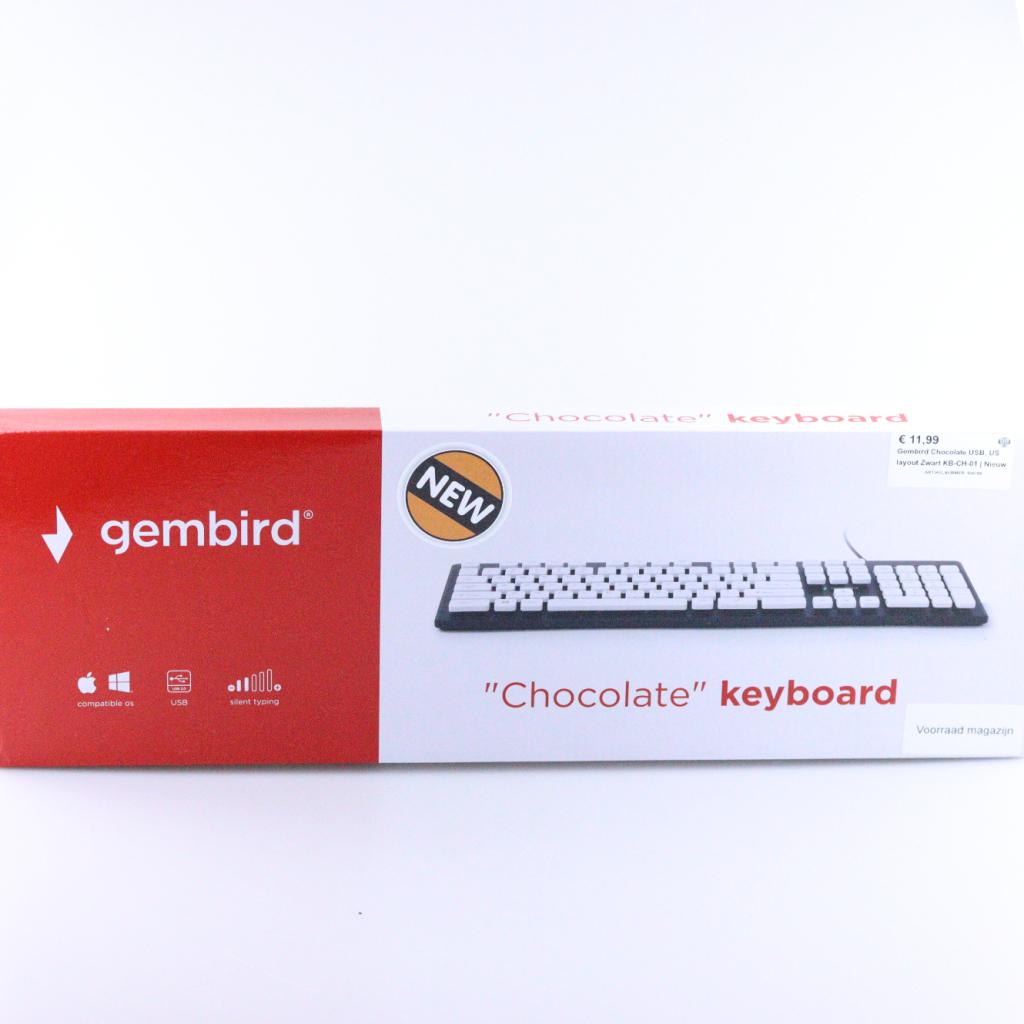 Gembird Chocolate USB, US layout Zwart KB-CH-01 | Nieuw