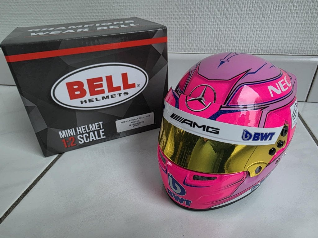 1/2 F1 helm Esteban Ocon 2018 (+HSA) * NIEUWSTAAT *, Ophalen of Verzenden, Zo goed als nieuw, Formule 1
