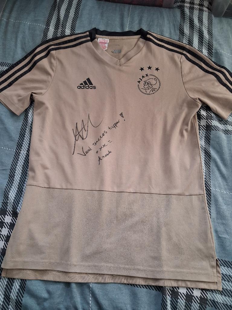 Ajax Shirt Maat 176 met Handtekening Anouk Hoogendijk, Ophalen of Verzenden, Gebruikt, Ajax, Shirt