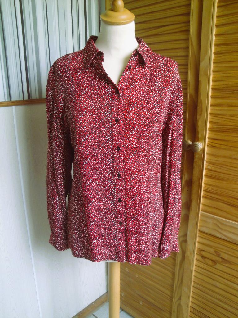 Rood/zwart/witte blouse OBJECT maat 46, Ophalen of Verzenden, Zo goed als nieuw, Rood, Maat 46/48 (XL) of groter